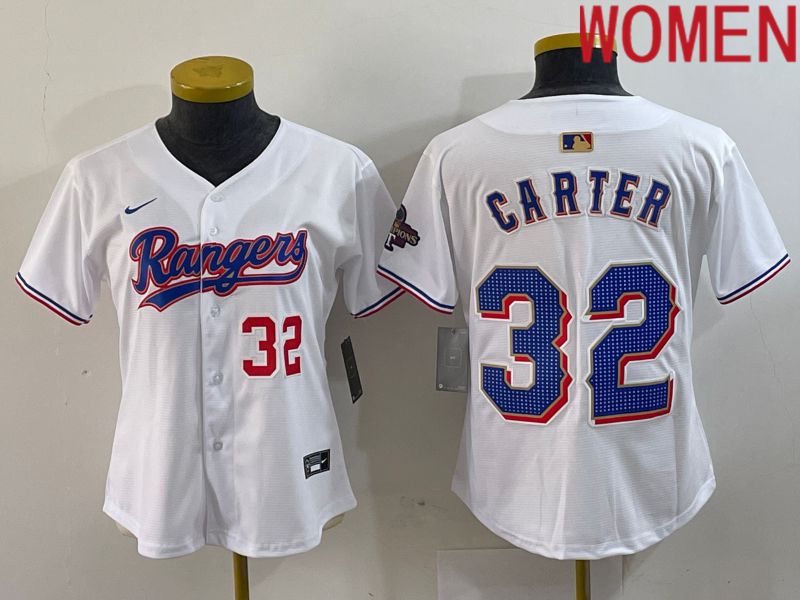 Women Texas Rangers 32 Carter White Champion Game Nike 2024 MLB Jersey style 4
